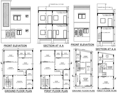 Comprehensive Residential House Plan Elevation And Section AutoCAD DWG - Cadbull Autocad Plan Section Elevation, Autocad Plan, Section Elevation, Plan Elevation, Electrical Cad, Drawing Block, Plan Drawing, Residential House, Autocad Drawing