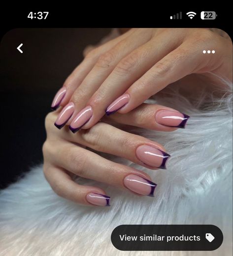 Purple French Designs, Dark Purple Nail French Tip, Plum Purple Acrylic Nails, Mauve Prom Nails, Shirt Purple Nails, Rich Purple Nails, Dark Purple Gel Nails Ideas, Dark Purple Nail Designs Coffin, Plum Purple French Tip Nails