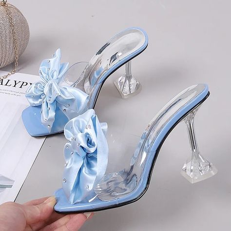 Transparent Sandals, Slipper Shoes Women, Heels Slippers, Bow High Heels, Transparent Heels, Gladiator Sandals Heels, Gladiator Heels, High Heel Slippers, Women Slides