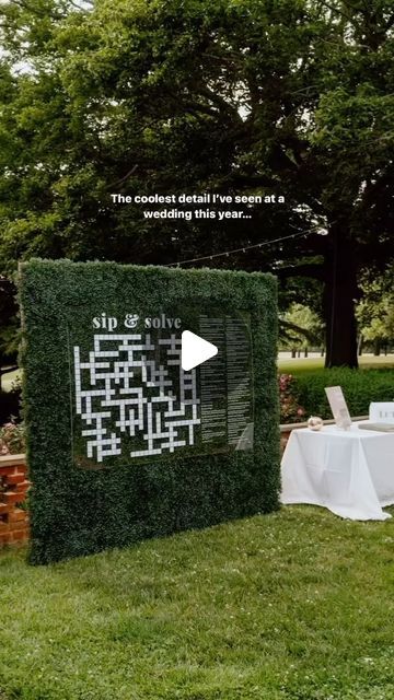 Joy | Wedding Websites & More on Instagram: "Here’s a fun and interactive way to keep your guests entertained! Start the party with a Sip & Solve wedding game when your guests walk into your reception 🕵️💍  Giant Crossword: @wed.words Photography: @stephdeephoto Planning/design: @socialgracesevents Venue: @brittlandestates Florals: @prettylittleweddingco Rentals: @prettylittleweddingco @easternshoretents @onyourmarklighting" Reception Props Fun, Giant Wedding Games, Gate Crashing Games Wedding, Fun Games At Weddings, Block Party Wedding, Sip And Solve Wedding Crossword, Outside Reception Ideas, Interactive Wedding Ideas, Networking Activities