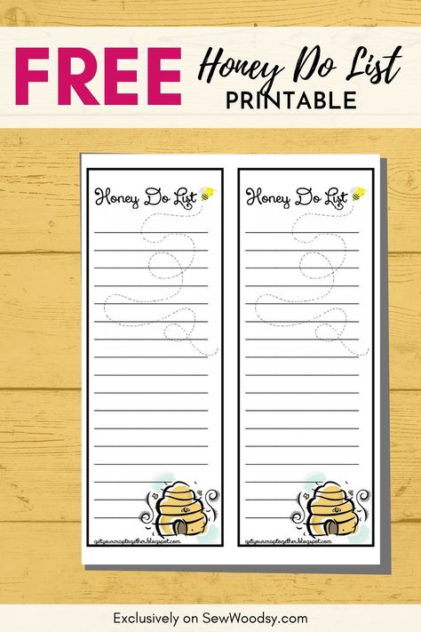 Do you have a never ending honey do list of projects to complete around the house? Print this Free Printable Honey Do List to keep track of your projects. Honey Do List Printable, Homemaking Binder, Bee Printables, Honey Do List, Honey Do, House Print, List Printable, Printable Activities For Kids, Happy Spring