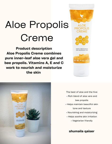 Aloe Propolis Creme Bee Propolis, Forever Business, Forever Living, Natural Skin Care Routine, Forever Living Products, Moisturizing Cream, Natural Skincare, Aloe Vera Gel, Skin Rejuvenation