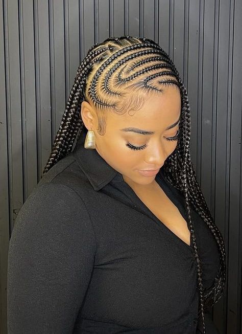 Boho Braid Ponytail Black Women, 6-8 Feed In Braids Cornrows, 4 Cornrows Braids Black Women, Braided Hairstyles For Black Women Protective Styles, Vacation Hair For Black Women, Braids Ideas For Black Women, Black Cornrow Hairstyles, Hairstyles On Black Women, Simple Fulani Braids