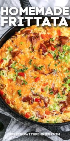 This easy frittata recipe is perfect for breakfast or for brunch! Made with eggs, bacon, cheese, and mixed vegetables it is hearty, filling, and so delicious! #spendwithpennies #frittata #frittatarecipe #howtomakeafrittata #breakfastrecipe #easyfrittatarecipe #bakedfrittata #brunchrecipe Best Frittata Recipe, Frittata Recipes Healthy, Fritata Recipe, Fritatta Recipe, Easy Frittata Recipe, Baked Frittata, Easy Frittata, Breakfast Frittata, Frittata Recipe