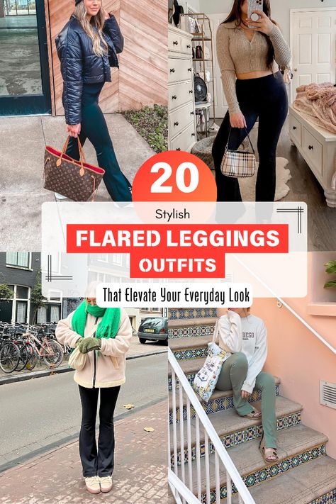 Flared Leggings Outfits How To Style Wide Leg Leggings, Black Flared Leggings Outfit Casual, How To Dress Up Flared Leggings, Shoes With Flare Leggings, Black Flare Pants Outfit Winter, Black Flare Leggings Outfit Casual, How To Style Black Flare Leggings, Lululemon Flare Leggings Outfit, Bootcut Leggings Outfit