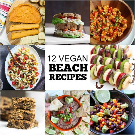 Whether you are headed to the beach this summer or the park or a picnic, these easy 12 Vegan Beach Recipes are perfect to pack for the trip! They are all great eaten at room temperature. #vegan #beach #picnic Vegetarian Beach Food, Vegan Beach Food, Vegan Beach Food Ideas, Vegan Beach Snacks, Best Beach Picnic Food Ideas, Plant Based Picnic Food, Vegan Picnic Food Ideas, Vegan Vacation Meals, Vegan Picnic Food