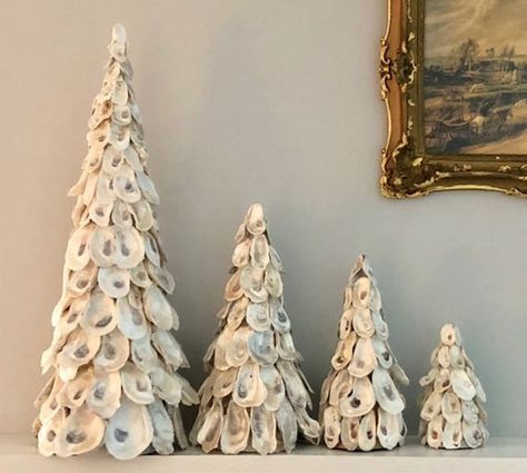 Oyster Shell Christmas Trees, Oyster Tree, Oyster Tree Diy, Seashell Christmas Trees, Seashell Trees, Oyster Shell Tree Diy, How To Make Oyster Shell Christmas Tree, Oyster Shell Christmas Tree Diy, Oyster Christmas