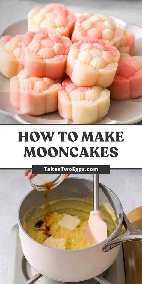 Chinese Moon Cakes Recipe, Easy Desserts To Bake At Home, Chinese New Year Moon Cakes, Asian Baking Desserts, Mooncake Recipe Chinese Moon Cake, Easy Recipes For A Snack, Sweet Mooncake Recipe, Easy Tasty Dessert Recipes, Moon Cake Recipes