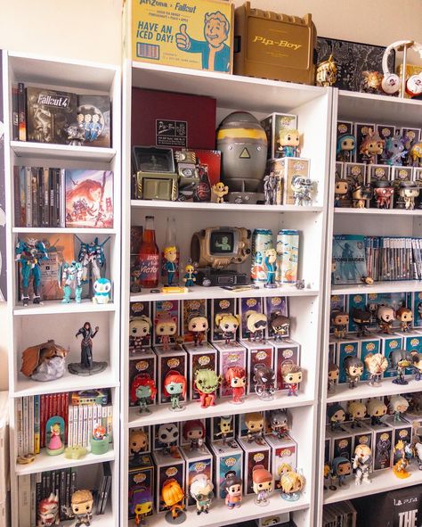 shelfie sunday ₊˚🖇️✩ ₊˚🎧⊹♡ a couple weeks ago i got a new smaller shelf to store most of our games, so then i could have more room on my bigger shelves for our collectibles 🤍 🏷️ #shelfie #shelfiesunday #funkocollector #fallout #cozygaming #cozygamer #cozygames #cozygamingcommunity #cozygamergirl #cozygamingsetup #cozygameraesthetic cozy gamer girl • gaming collection • funko pop collector Funko Pop Display Ideas Shelves, Funko Pop Collection Room, Collector Shelves, Funko Shelf, Funko Pop Shelf, Collector Room, Collectors Room Ideas, Funko Display Ideas, Funko Pop Display Ideas