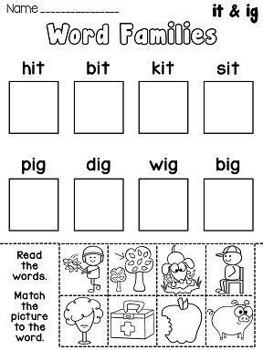 Reading Worksheets For Kindergarten, Short I Worksheets, Kindergarten Word Families, Word Family Activities, Cvc Words Kindergarten, Vowel Worksheets, Word Family Worksheets, Family Worksheet, Short Vowel Words