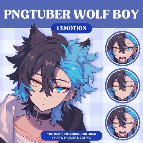 Vtubers Models, Pngtuber Assets, Chibi Pngtuber, Hatsumi Rou, Pngtuber Model, Model Vtuber, Wolf Boy, Vtuber Assets, Png Tuber