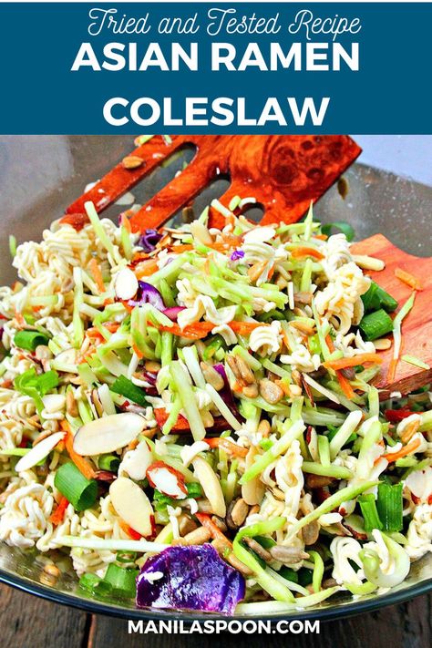 Oriental (Asian) Ramen Coleslaw Ramen Coleslaw, Asian Slaw Salad, Asian Slaw Recipe, Best Tuna Salad Recipe, Slaw Salad, Asian Coleslaw, Asian Slaw, Cole Slaw, Healthy Food Facts