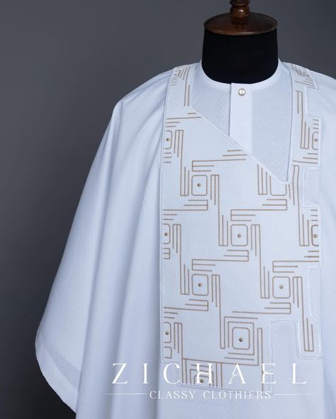 Male Agbada Designs, Monogram Native Design For Men, White Agbada Styles Men, Latest Agbada Designs, Agbada Styles Men, White Agbada, Pocket Shirt Design, Men Senator Designs, Agbada Design