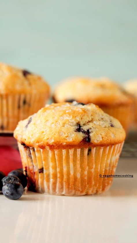 Jumbo Blueberry Muffins (Eggless) Eggless Meals, Bisquick Blueberry Muffins, Eggless Blueberry Muffins, Jumbo Blueberry Muffins, Eggless Muffins, Eggless Breakfast, Blueberry Desserts Recipes, Buttermilk Muffins, Egg Free Desserts