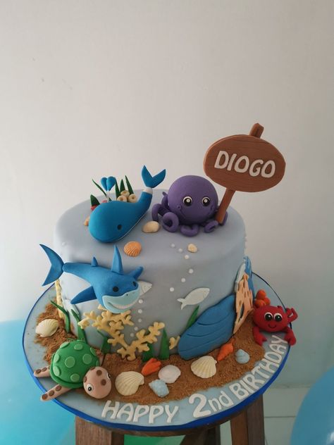 Birthday Cake Sea Animals, Cake Sea Animals, Sea Animals Theme Birthday Party, Sealife Birthday Cake, Sea Creatures Cake Ideas, Sea Animals Birthday Theme, Sea Animals Birthday Cake, Sea Animal Cake Ocean Themes, Ocean Animal Birthday Cake