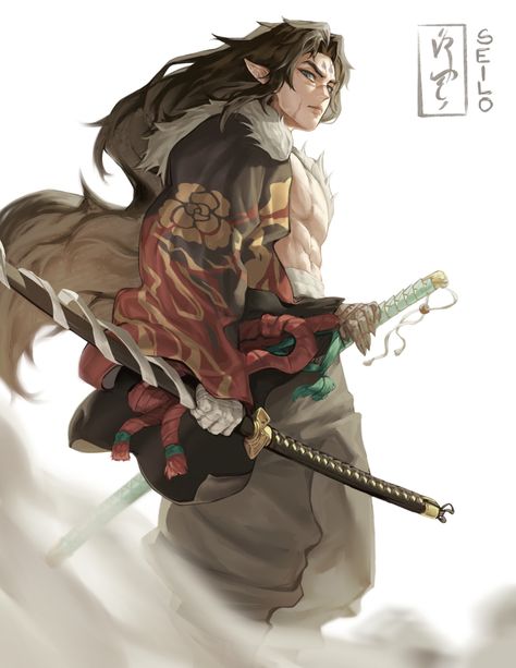 Samurai Artwork, Elf Art, Dungeons And Dragons Classes, Samurai Art, Dnd Art, Dungeons And Dragons Homebrew, Fantasy Warrior, Character Design Male, Cool Anime Pictures