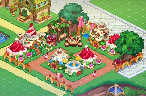 Cookie Run Kingdom Cottagecore, Cookie Run Kingdom House Layout, Cookie Run Kingdom Layout Ideas Simple, Cookie Run Kingdom Jellybean Farm Layout, Cookie Run Kingdom Kingdom Ideas, Cookie Run Kingdom Build Ideas, Cookie Run Layout Ideas, Cookie Run Kingdom Layouts, Cookie Kingdom Layout