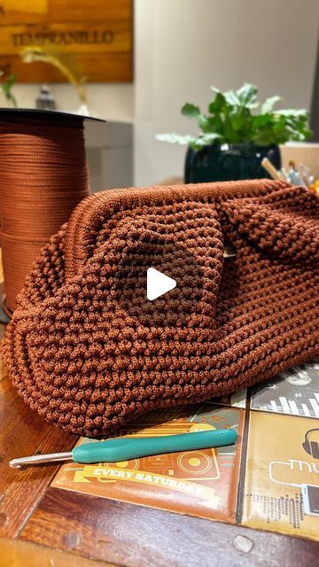 Clutch Bag Crochet, Handmade Brown Crochet Bag With Top Handle, Eco-friendly Crochet Bag With Top Handle, Eco-friendly Brown Crochet Bag With Top Handle, Eco-friendly Natural Crochet Clutch Bag, Luxury Crochet Bag With Leather Handles, Top Handle, Crochet Clutch Bags, Crochet Clutch, Clutch Bag