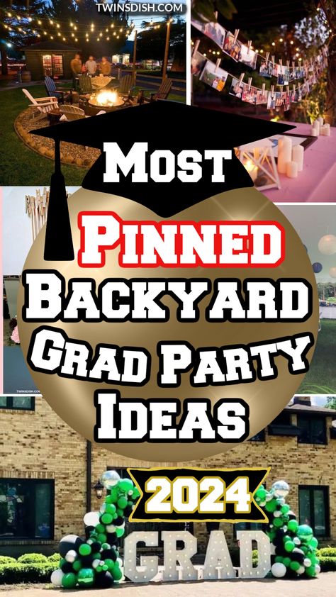 Graduation parties in the backyard are super popular. Here are the most pinned Backyard Graduation Party Ideas to pull off a successful outdoor grad party in 2024. From Graduation party decorations to Diy to aesthetic to food, don't plan your Graduation Party without this outdoor Graduation Party ideas planning guide! Graduation Party Decorations 2024, 2024 Grad Party Ideas, Graduation 2024 Ideas, Backyard Grad Party Ideas, Backyard Graduation Party Ideas For Boys, High School Graduation Bbq Party Ideas, Backyard Bbq Graduation Party, Backyard Graduation Party Ideas Outdoor, Home Graduation Party Ideas