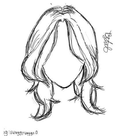 Hair Hair Outline Drawing, How To Draw Hair Easy, Anime Hair Sketch, Hair Base Drawing Female, Anime Hair Tutorial, Hair Base Drawing, Bangs Drawing, Easy Hair Drawings, Girl Hair Drawing