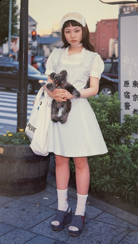 90s J Fashion, Larme Kei Aesthetic Outfit, Shoichi Aoki, Harajuku Fruits Magazine, Harajuku Mini Dress With Ruffles For Summer, Spring Harajuku Style Mini Dress, 2005 Fashion, Harajuku Street Style, Magazine Japan