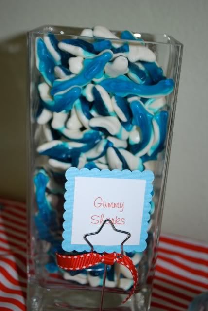 Nautical Sailboat Party & Baby Shower - Kara's Party Ideas - The Place for All Things Party Shark Candy Table Ideas, Nautical Party Food Ideas, Sailor Theme Party Decorations, Baby Shark Candy Table, Nautical Themed Party Food, Ahoy Its A Boy Baby Shower Ideas Food, Sailor Theme Baby Shower For Boy, Shark Baby Shower Ideas, Ahoy Its A Boy Baby Shower Ideas