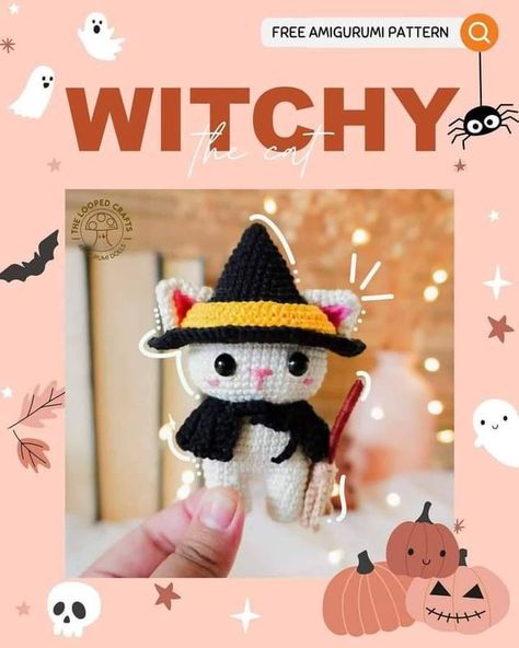 Free Crochet Patterns & Amigurumi Toys | FREE PATTERN 🖤🤍 | Facebook Kitsune Crochet, Grid Crochet Patterns, Cat Bag Crochet, Cat Amigurumi Pattern, Grid Crochet, Crochet Parrot, Witchy Cat, Cat Amigurumi, Crochet Animals Free Patterns