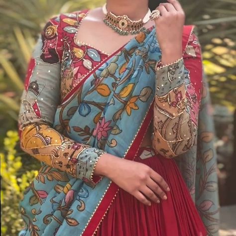 lp108l 👗Choli👗 Fabric:- Chent Crep Work:- Kalamkari Print Inner:- Micro Cotton Size:- M upto L margin XL upto 2xl margin (Fully Stitched) 👗Lehenga👗 Fabric:- Chent Crep Inner:- Micro Cotton Work:- Kalamkari Print Flair:- 3.50 Meter Size:- 44 👗Dupatta👗 Fabric:- Chent Crep Size:- 2.30 Meter Work:- Kalamkari Print 👉Rate:-2160/- Sarees Bridal, Print Lehenga, Kalamkari Print, Cotton Saree Blouse Designs, Cotton Saree Blouse, Half Saree Lehenga, Stitched Lehenga, Saree Fashion, Half Saree Designs