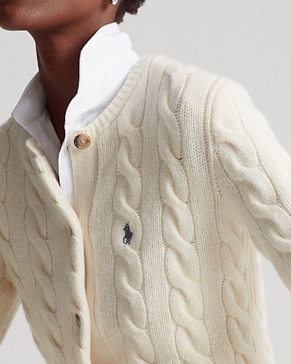 Ralph Lauren Cardigan, Business Casual Dress Code, Ralph Lauren Cable Knit, Cable Cardigan, Ralph Lauren Long Sleeve, Cardigan Outfits, Cable Knit Cardigan, Cardigan Vest, Ralph Lauren Sweater