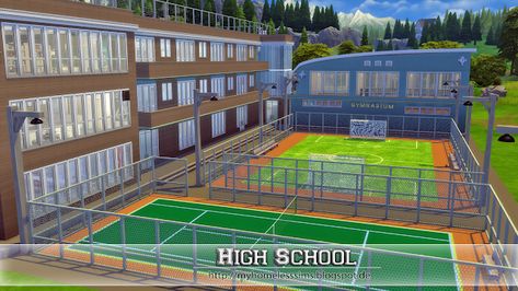 Sims 4 Cc High School, Sims 4 Homeless, High School Gym, Mansion Interior Design, Sims 4 House, The Sims 4 Lots, School Hallways, Sims 4 House Building, The Sims 4 Packs