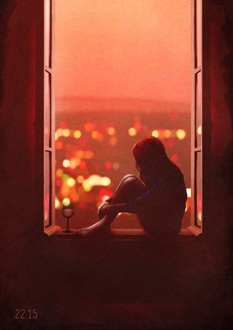 Belhoula Amir on Behance Sitting On The Window Aesthetic, Sitting By The Window, 수채화 그림, Dreamy Art, Anime Scenery Wallpaper, Girls Cartoon Art, Girly Art, Scenery Wallpaper, Anime Scenery