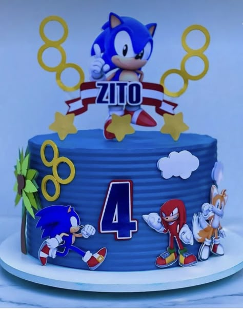 Sonic The Hedgehog Birthday Cake Ideas, Sonic Centerpieces, Super Sonic Cake, Super Sonic The Hedgehog, Sonic Cake Topper, Sonic Birthday Cake, Sonic The Hedgehog Cake, Bolo Sonic, Sonic Cake