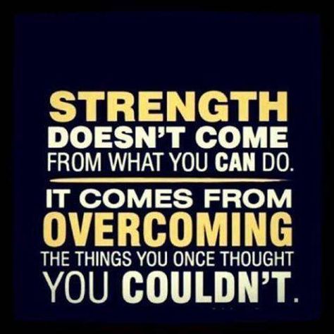 Strength doesn't come from what you can do. It comes from overcoming the things you once thought you couldn't do. Quotes About Strength Women, Strength Women, Quotes Distance, Motivational Quotes For Athletes, Work Quotes Funny, Work Quotes Inspirational, Mental Strength, Sports Quotes, Super Quotes