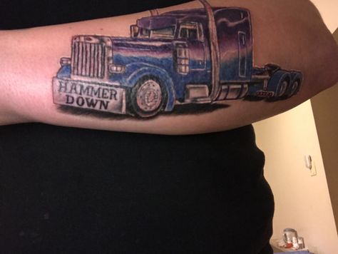 Semi tattoo Semi Truck Tattoo, Semi Tattoo, Trucker Tattoo, Truck Tattoo, Tattoos Forearm, Half Sleeve Tattoos Forearm, Dachshund Tattoo, Tattoo Pictures, Tattoo Designs For Girls