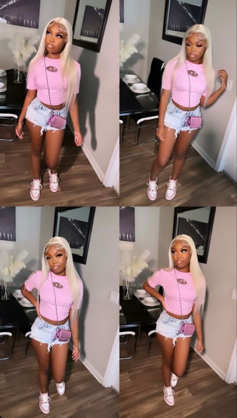 Designer Outfits Black Woman Birthday, Pink Off White Shoes Outfit, Outside Outfits Black Women, Two Piece Outfit Black Women, Pink Birthday Outfit Baddie, Designer Birthday Outfits Black Woman, Cute Summer Birthday Outfits, Off White Outfits For Black Women, Shein Outfits Summer 2024 Baddie