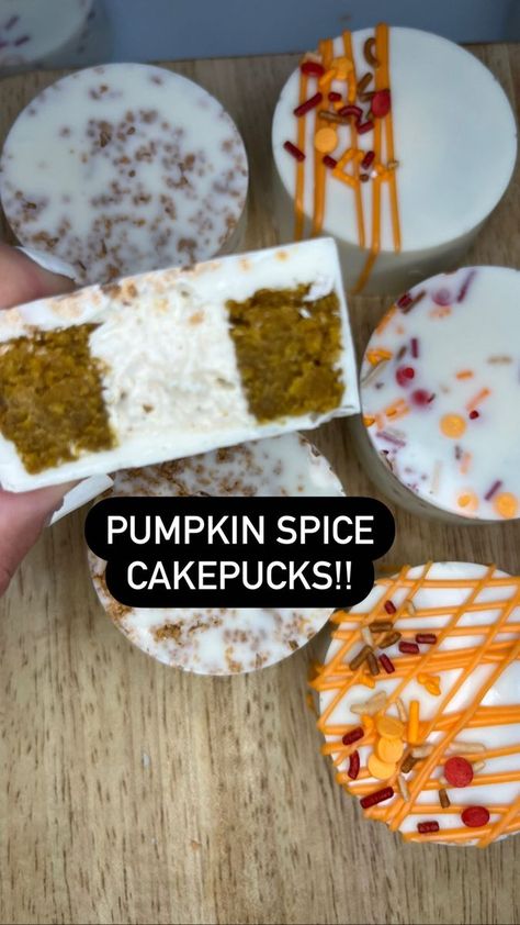 The Original CakePuck! on Reels | benty.cakes · Original audio Pumpkin Cake Pucks, Cake Puck Ideas, Cake Pucks Recipe, Puck Cakes, Puck Recipes, Cake Puck, Cake Pop Flavors, Brown Butter Cream Cheese Frosting, Cake Pucks