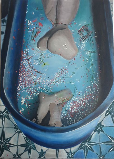 Bath Painting, Tube Painting, Bath Tube, Dark Painting, Bath Paint, Dark Paintings, Women Bathing, Oil Paintings, Painting Ideas