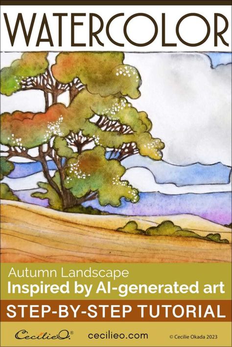 Practice Watercolor, Watercolor Landscape Tutorial, Landscape Tutorial, How To Watercolor, Watercolor Clouds, Fall Landscape, Watercolor Tips, Fall Watercolor, Diy Watercolor