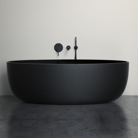 The Best Freestanding Bathtubs: 15 Wow-Worthy Modern Baths Black Bath Tub, Drømme Bad, Black Bathtub, Modern Bathtub, Matte Black Bathroom, Black Bath, Bathtub Design, Interior Minimalista, Stone Bath