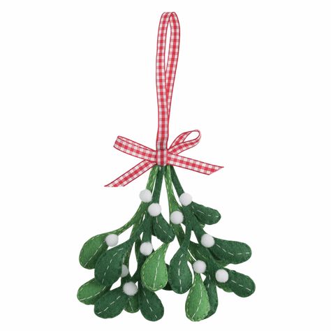 Picture of Felt Decoration Kit: Mistletoe Simple Christmas Tree Decorations, Felt Sewing Kit, Cute Decorations, Felt Shapes, Christmas Mistletoe, Cute Christmas Decorations, Christmas Craft Kit, Kit Christmas, Felt Christmas Decorations