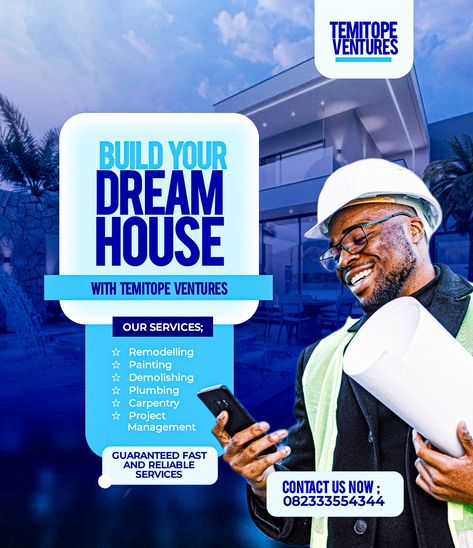 Save and follow for more content Construction Company Creative Ads, Construction Company Flyer, Construction Banner Design, Construction Creative Ads, Architect Poster, Company Flyer Design, Construction Poster, Construction Flyer, App Design Layout