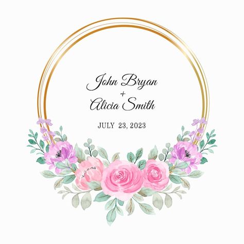 Pink purple floral wreath with watercolo... | Premium Vector #Freepik #vector #flower-template #floral-template #floral-circle #wedding-invitation-flower Drawing Wedding Invitation, Pink Floral Wreath, Flower Invitation Card, Leaf Invitations, Frame Watercolor, Floral Wreath Wedding, Spring Floral Wreath, Floral Wedding Invitation Card, Watercolor Wreath