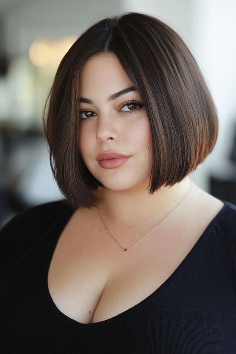 plus-size-hairstyles Plus Size Haircut, Plus Size Hairstyles, Hour Glass, Short Styles, Boost Your Confidence, Hair Ideas, Cool Hairstyles, Short Hair, Short Hair Styles