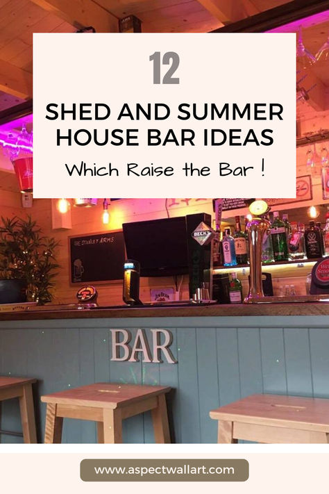 12 Shed and Summer House Bar Ideas Which Raise the Bar ! Shed Bar Interior Ideas, Bar In Shed Ideas, Garden Bar Interior Ideas, Bar In Shed, Shed Turned Into Bar, Garden Room Bar Ideas, Bar Sheds Ideas Backyards, Bar Shed Backyard, Bar Ideas For Garden