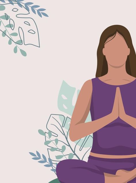 Mindfulness, meditation and yoga background in pastel vintage colors with women sit with crossed legs and meditate. Vector illustration Meditation Vector, Gym Illustration, Wellness Era, Yoga Background, Meditation Photos, Yoga Illustration, Illustration Advertisement, Pastel Vintage, Cartoon Clip