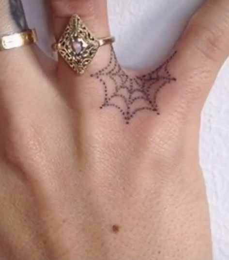 Small Tattoos Random, Hand To Finger Tattoo, Finger Web Tattoo, Tattoo To Cover Up Another Tattoo, Soft Hand Tattoo, Dainty Spooky Tattoo, Hand Tattoos For Women Dainty, Finger Webbing Tattoo, Finger Tattoos Spider