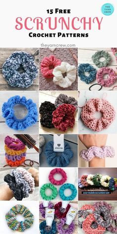 Trending Hair Accessories 2023, Free Scrunchie Crochet Pattern, Crochet Scrunchie Pattern Free Hair Ties, Crochet Hair Elastics, Crochet Crunchies, Crochet Hair Accessories Free Pattern, Crochet Scrunchie Pattern Free, Crochet Headband Patterns, Hairband Crochet