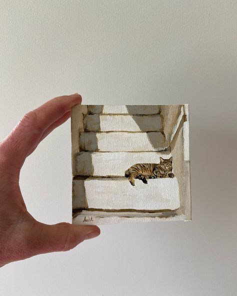 Another miniature painting - and another cat… this little one measures 10cm x 10cm and can be purchased with or without a wooden mini easel . It’ll form part of a mini collection of cats I’m working on … so watch this space 😉 ‘Sunbathing Tabby’ 4x4inch #tabbycat #miniature #miniaturepainting #catlover #catsofinstagram #tabbycatsofinstagram #cuteart #catsingreece #catloverclub #tabbysofinstagram #smallart #etsyseller #catartist #catartwork #irishart #artistinireland Tiny Art Canvas Mini Paintings, Tiny Canvas Painting, Mini 4x4, Tiny Paintings, Mini Easel, Tiny Cats, Tiny Art, Cats Artists, Mini Collection