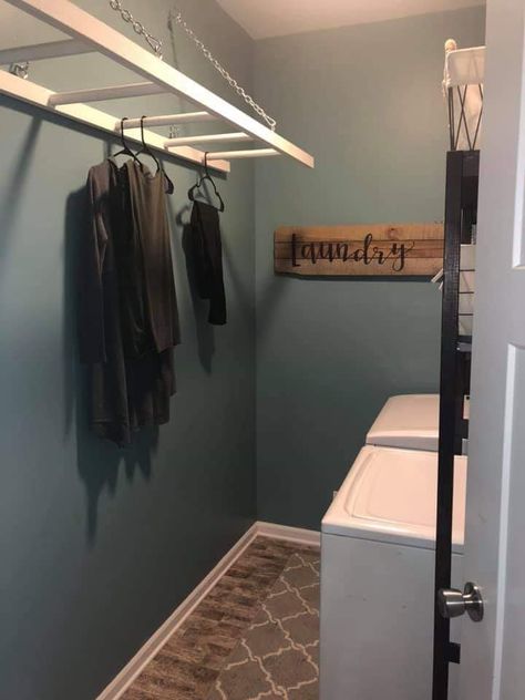 Laundry ladder Laundry Ladder, Laundry Closet Makeover, Laundry Chute, Laundry Room Ideas Small Space, Rustic Laundry Rooms, Laundry Room Wall Decor, Mudroom Laundry Room, Laundry Room Renovation, Drying Rack Laundry