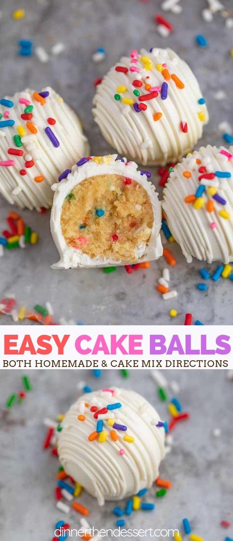 Fingertips Cake Pops, Cake Balls With Frosting, Yellow Cake Mix Cake Pops, Yellow Cake Cake Pops, Cake Pops With Frosting Coating, Extra Cake Ideas, Cake Pop Frosting Coating, Baby Sprinkle Desserts, Cake Pops With Frosting